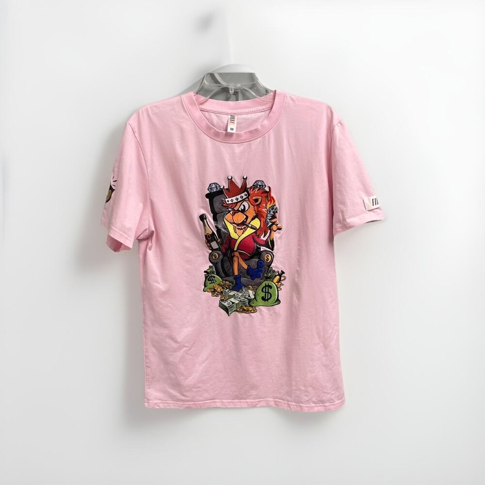 Fifth Loop King Lion With Riches Tee Mens Medium Pink Textured Graphic